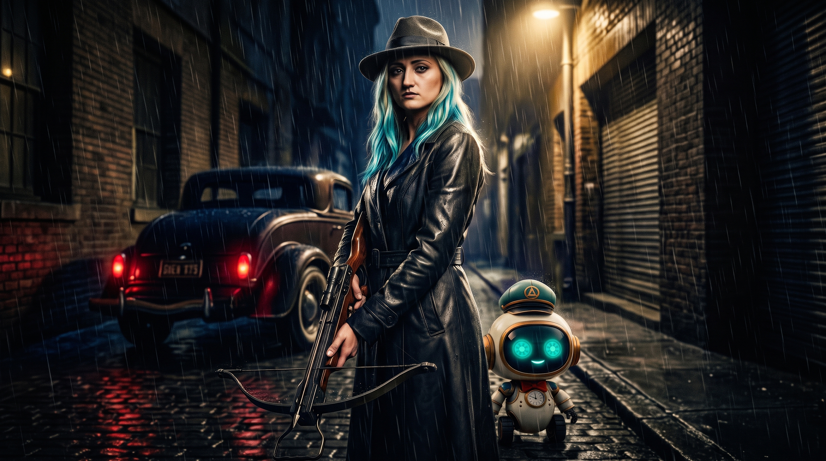 Rain alley scene